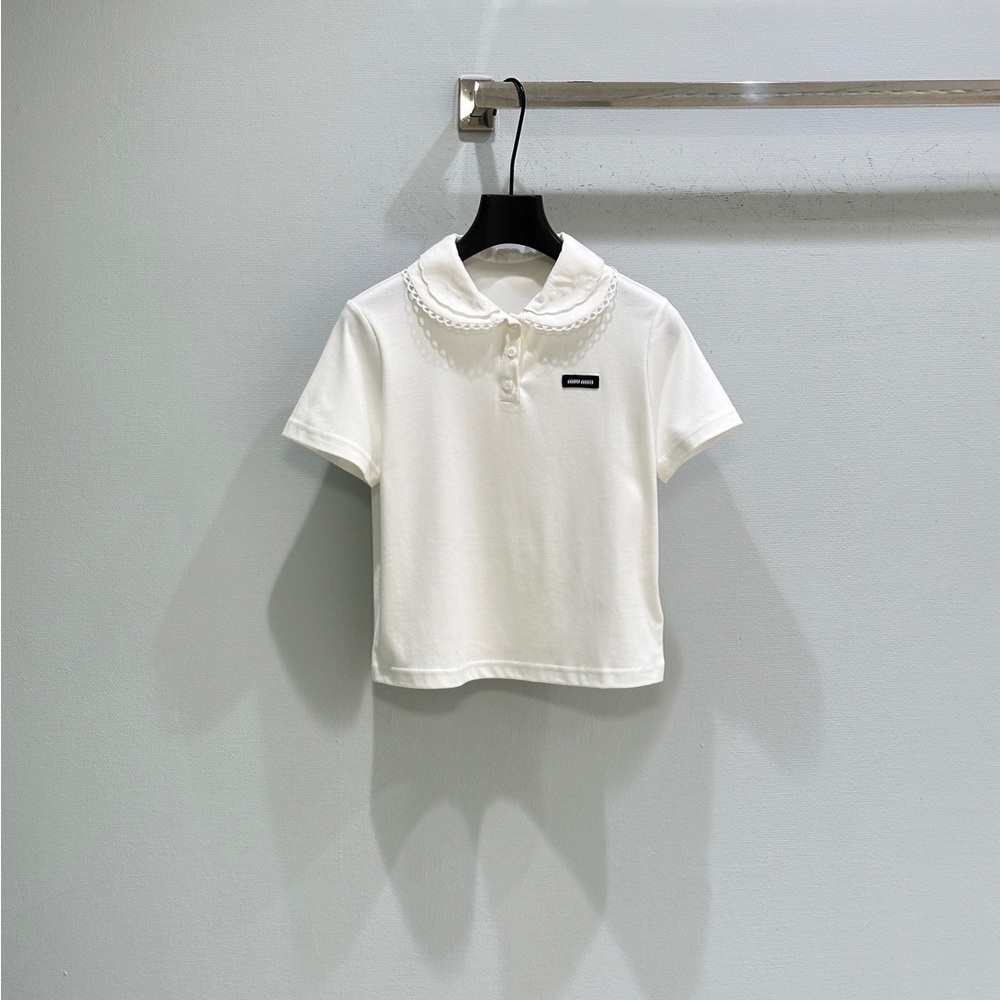 Miu Miu White Crop Top with Collar